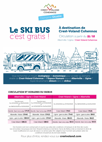Horaires et points de passage de la navette Albertville / Crest-Voland Cohennoz