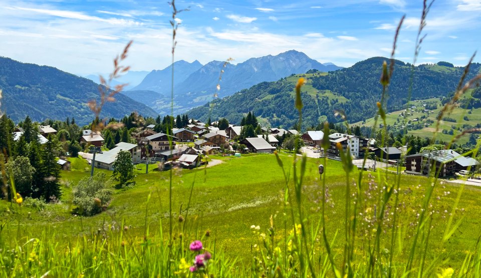 Paysage estival du Cernix à Cohennoz depuis la montée du Prariant 