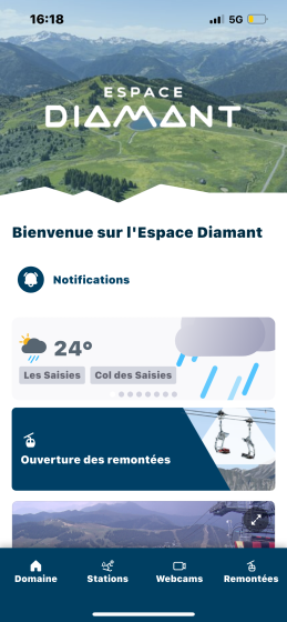 Application version été Espace Diamant