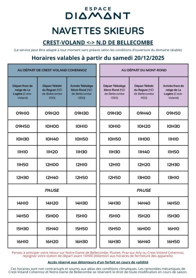 Navettes Crest-Voland Cohennoz / N.D de Bellecombe